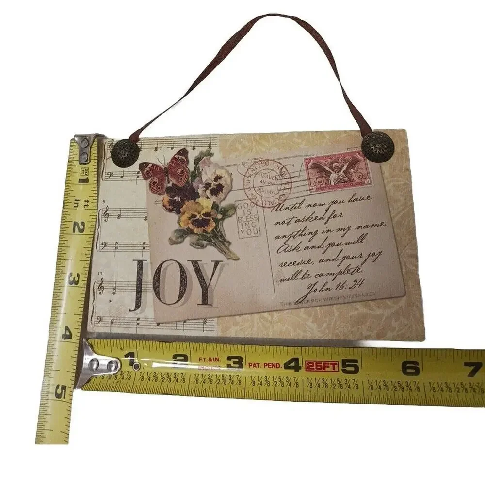 JOY Hanging Wall Decor Positive Bible Verse FLORAL Flower Postcard Butterfly Vnt